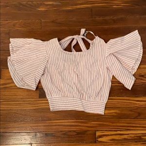 Striped semi crop top 100% cotton